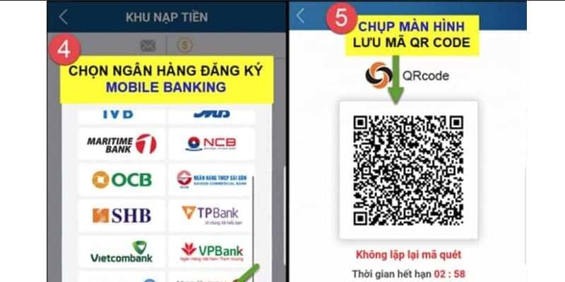 Nạp tiền nhanh bằng mã QR code